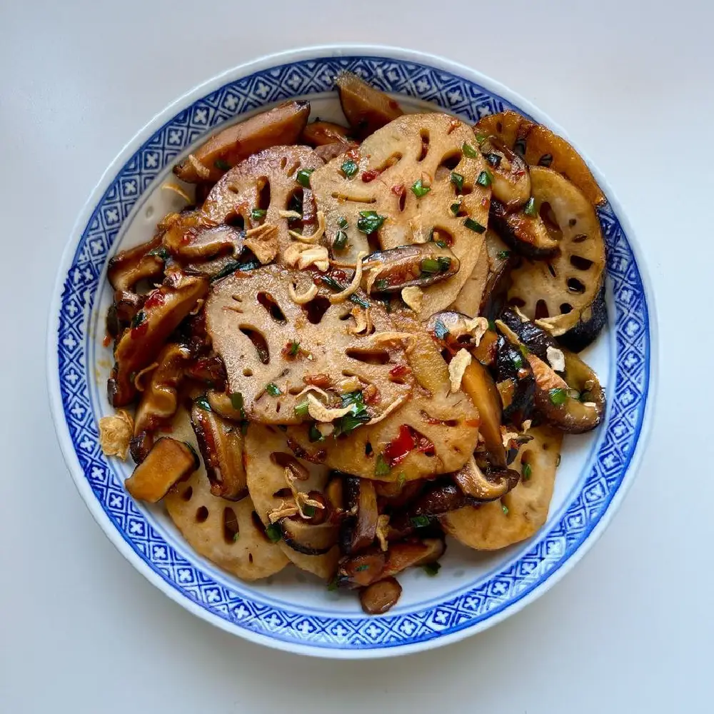 recipe Chilli Bean Lotus Root and Mushroom Stir-Fry